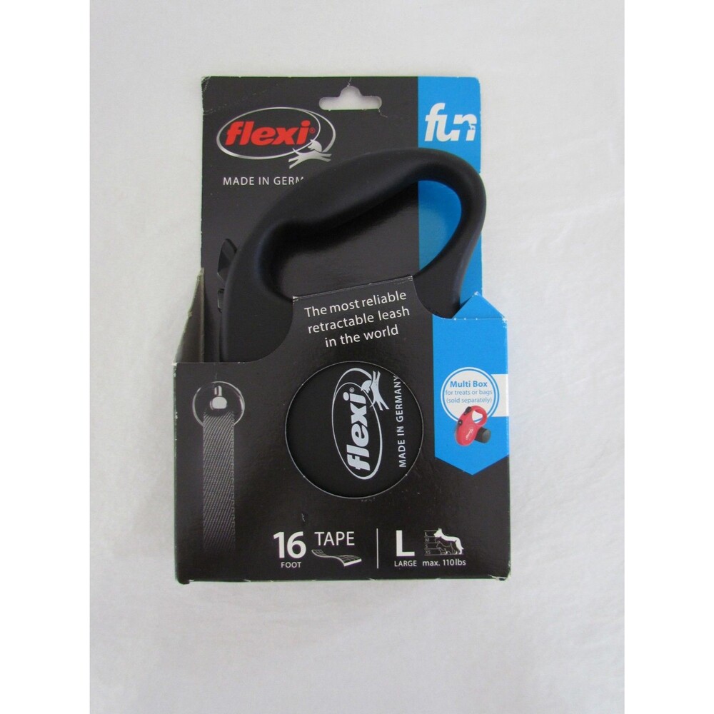 Flexi Fun Large Retractable Tape Dog Leash 16 Ft Black 110 lbs FU30T5 New